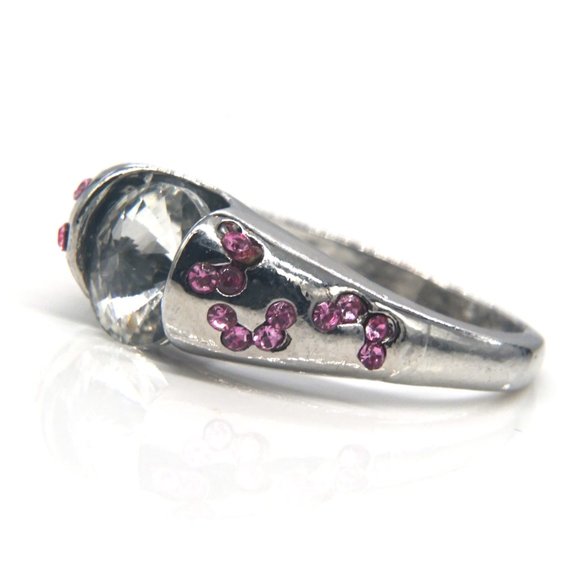 Silver CZ ring with Pink stone accents. - Picture 2 of 4